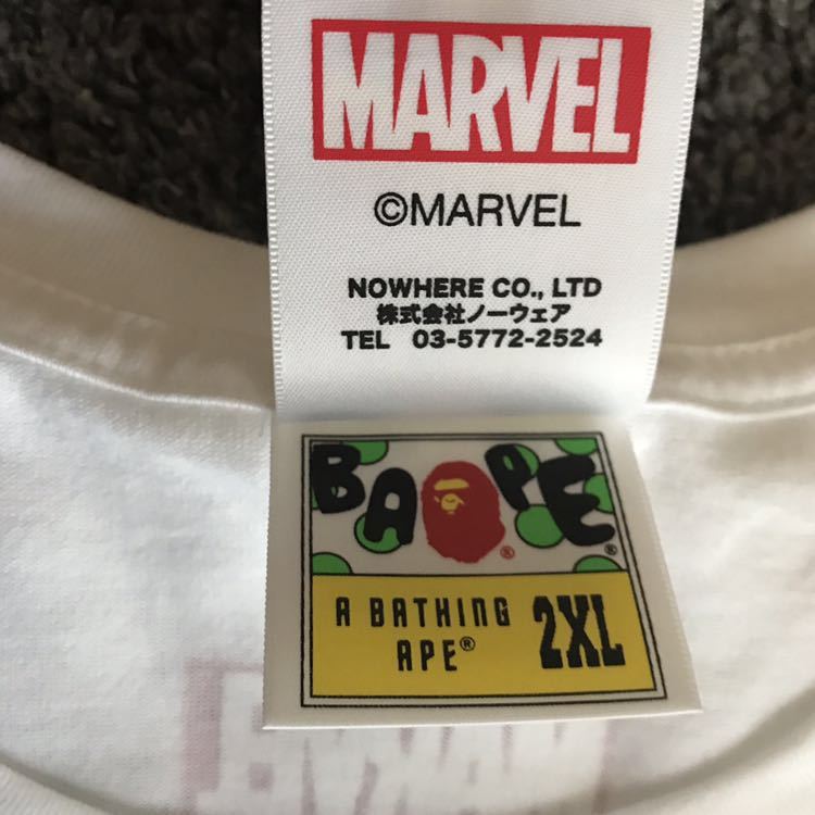 新品 2xl A BATHING APE BAPE MARVEL MILO MIGHTY THOR TEE エイプ マーベル コラボ Tシャツ 白 white ホワイト アベンジャーズ 半袖 XXL_画像4