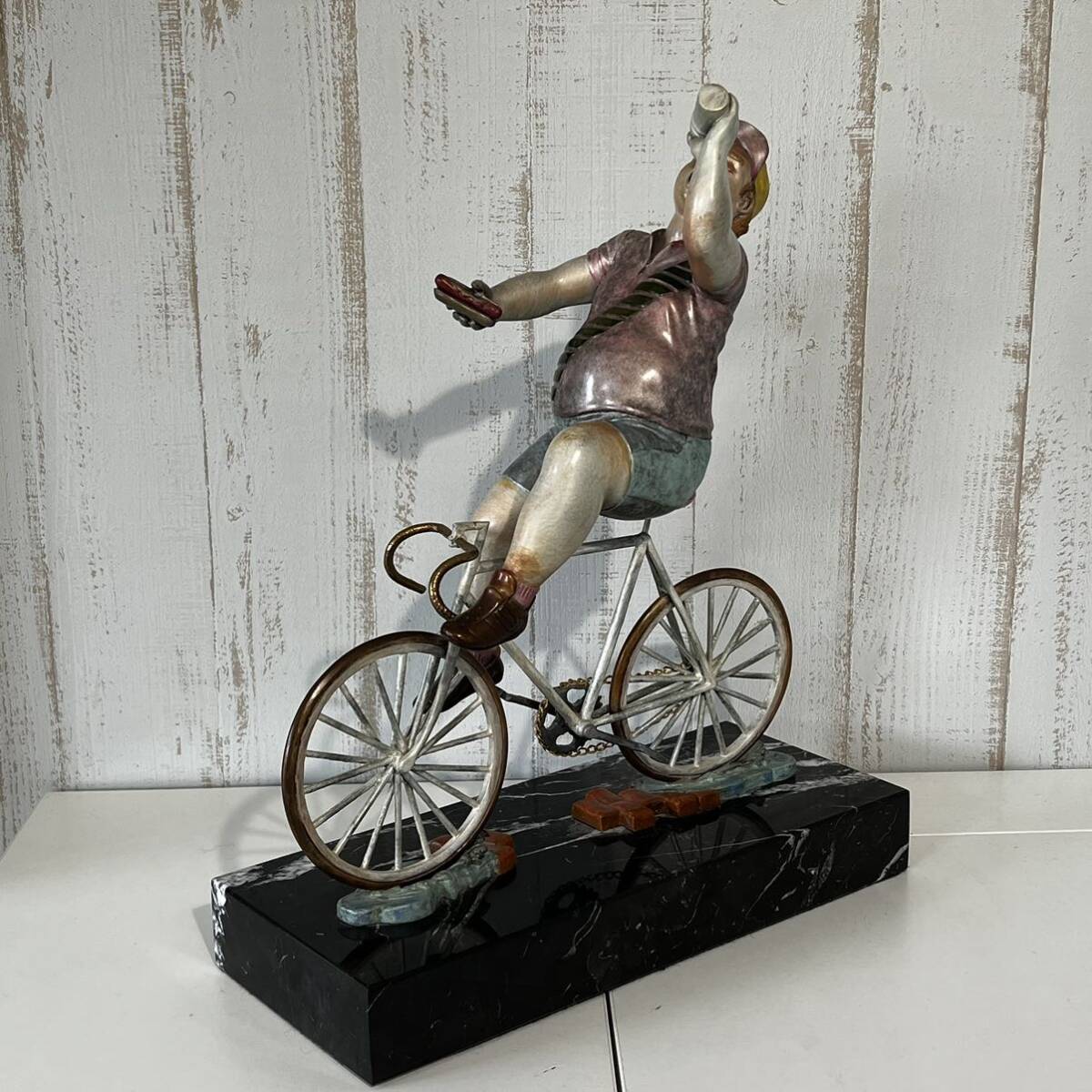 ブロンズ像 Bicycle Rider バイシクルライダー ヒロヤマガタ オブジェ 置物 自転車 4/375_画像2