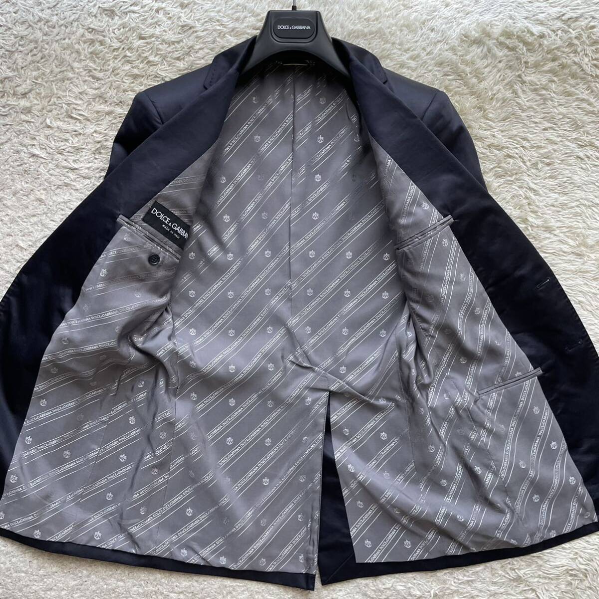 Dolce & Gabbana [ глянец . выпускает ощущение роскоши ]DOLCE&GABBANA tailored jacket подкладка монограмма смокинг M размер соответствует темный темно-синий серия 
