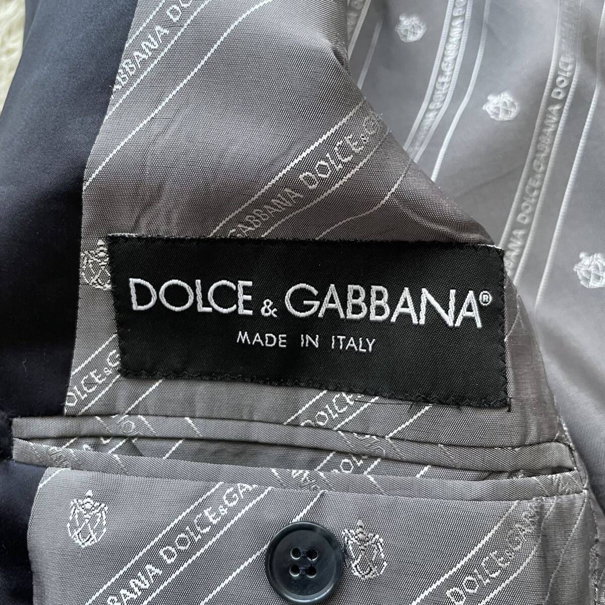  Dolce & Gabbana [ глянец . выпускает ощущение роскоши ]DOLCE&GABBANA tailored jacket подкладка монограмма смокинг M размер соответствует темный темно-синий серия 