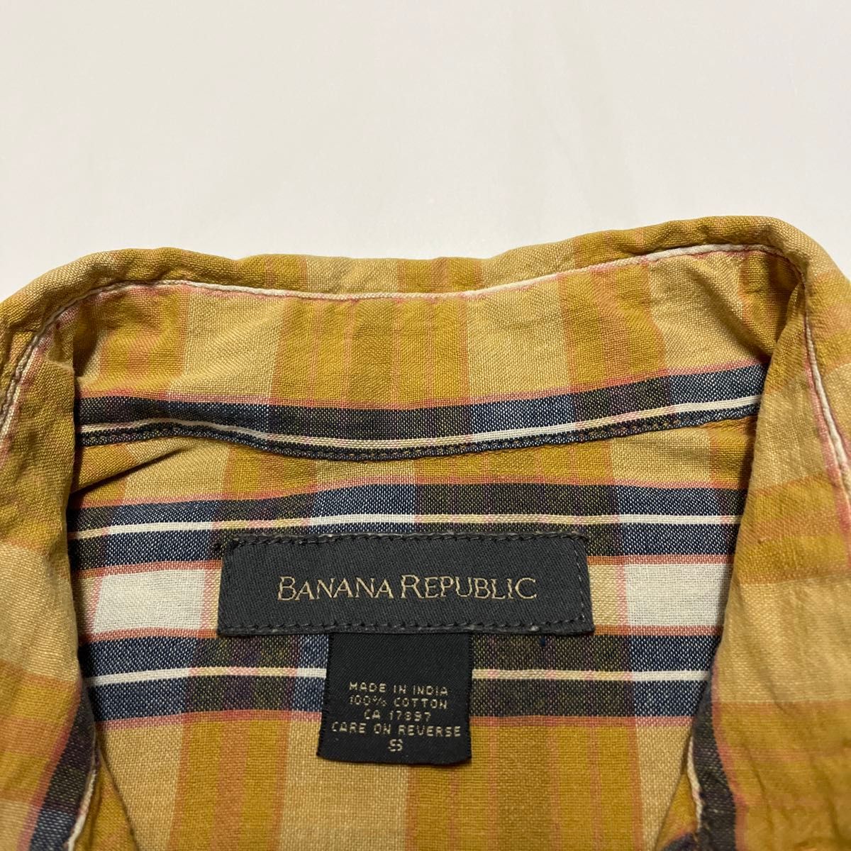 BANANA REPUBLIC バナナリパブリック 半袖ボタンダウンシャツ チェック S