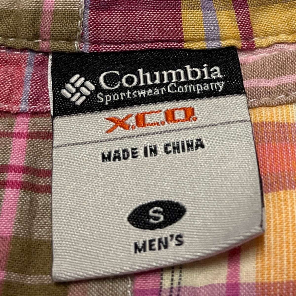 Columbia コロンビア 半袖ボタンダウンシャツ パッチワークシャツ S