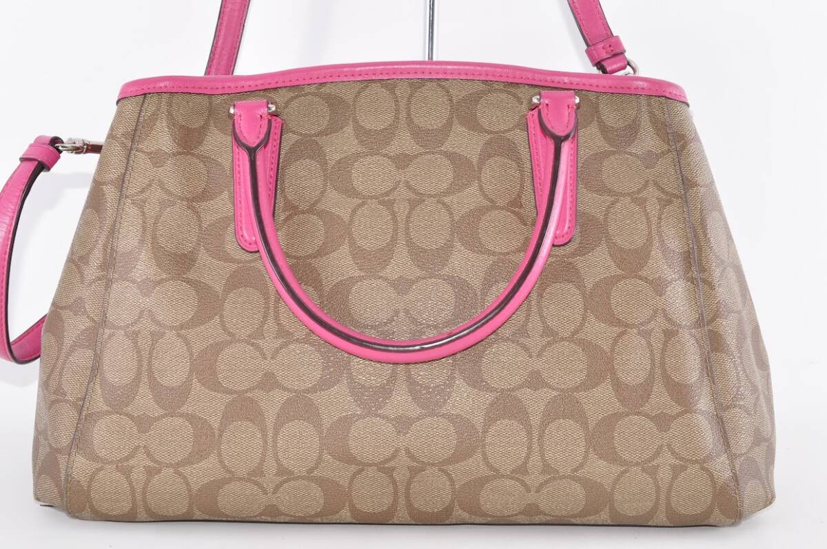 美品 COACH コーチ F58310 シグネチャー ハンドバッグ ショルダーバック 手さげかばん 肩掛けかばん 2way レザー 革 ブラウン 5C5529_画像2