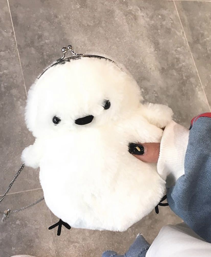  new goods unused simaenaga shoulder bag soft toy pochette pretty smartphone inserting bulrush . change purse . pass case white 