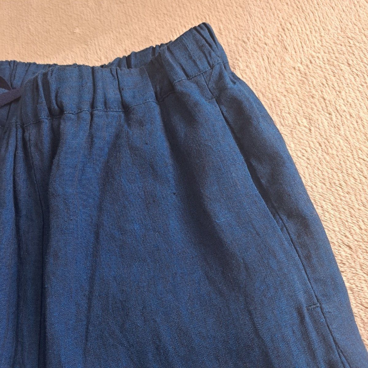 blue willow 切り替えリネンフレアロングスカート　大きめサイズ