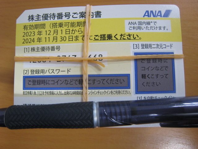 簡易書留送料無料　ANA 株主優待券 １０枚セット 11月末まで 送料無料 即決１枚１６００円_画像1