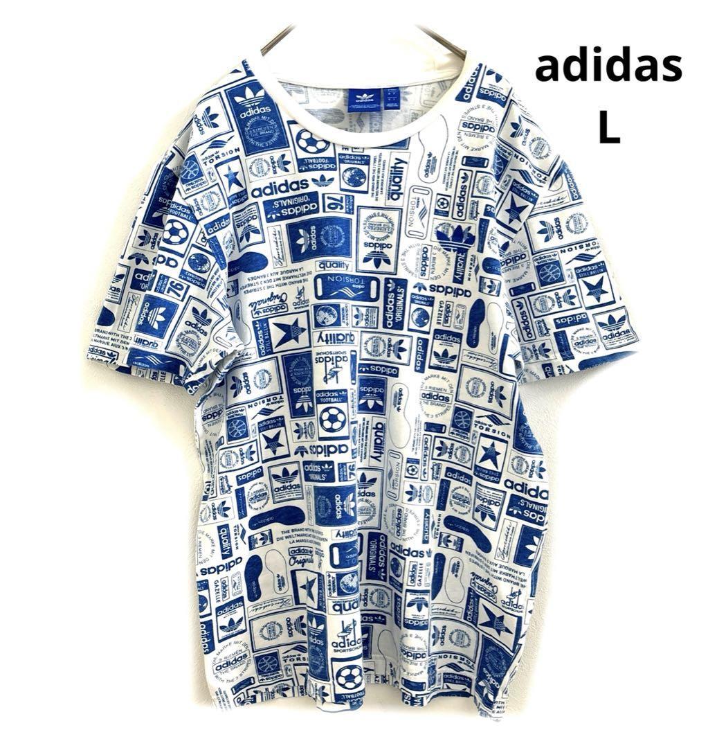 adidas アディダス オリジナルス 半袖 Tシャツ 刺繍 総柄 L_画像1