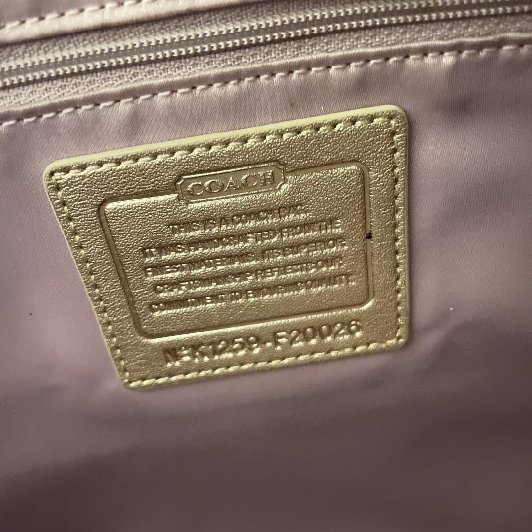 美品COACH コーチハンドバッグトートバッグゴールドベージュシグネチャー総柄_画像7