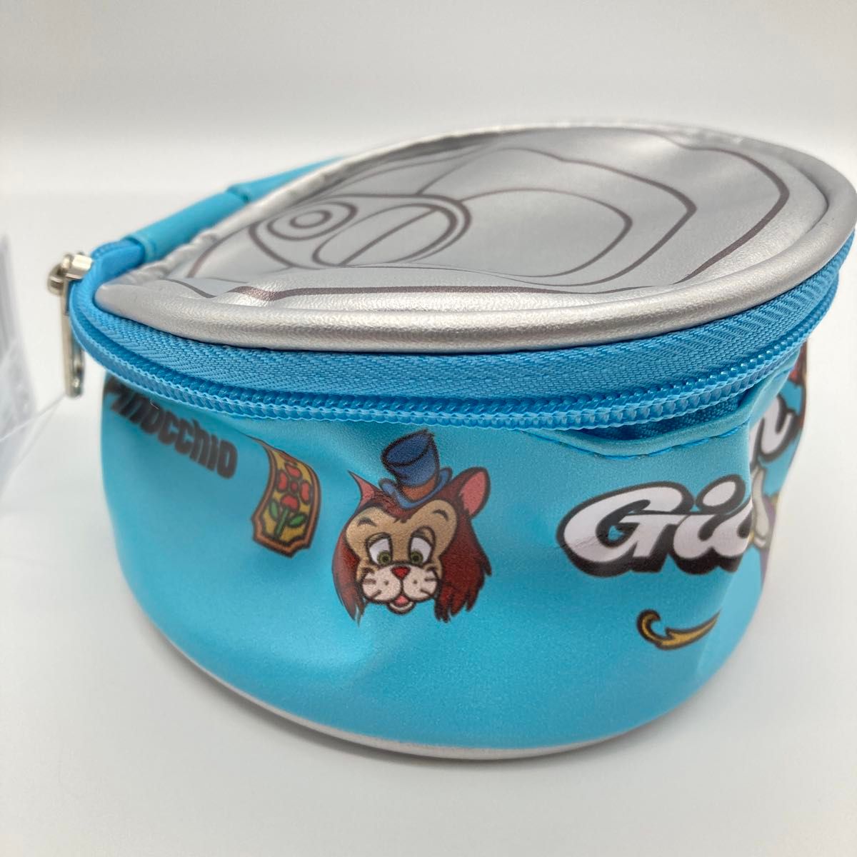 ディズニーキャラクター 猫缶型レザー風ポーチ　ピノキオ　ギデオン