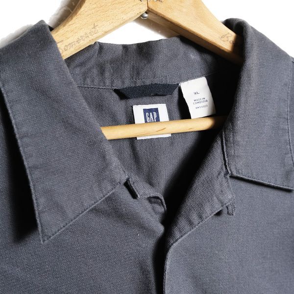 00's ギャップ オープンカラー コットン シャツ 半袖 (XL) ボックスシャツ 開襟 ループカラー 00年代 旧タグ オールド 2004年製 GAP Y2K_画像6
