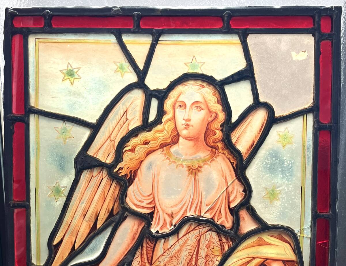 アンティークステンドグラス② 天使 19世紀末 エナメル絵付 キリスト教美術 英国教会の画像5