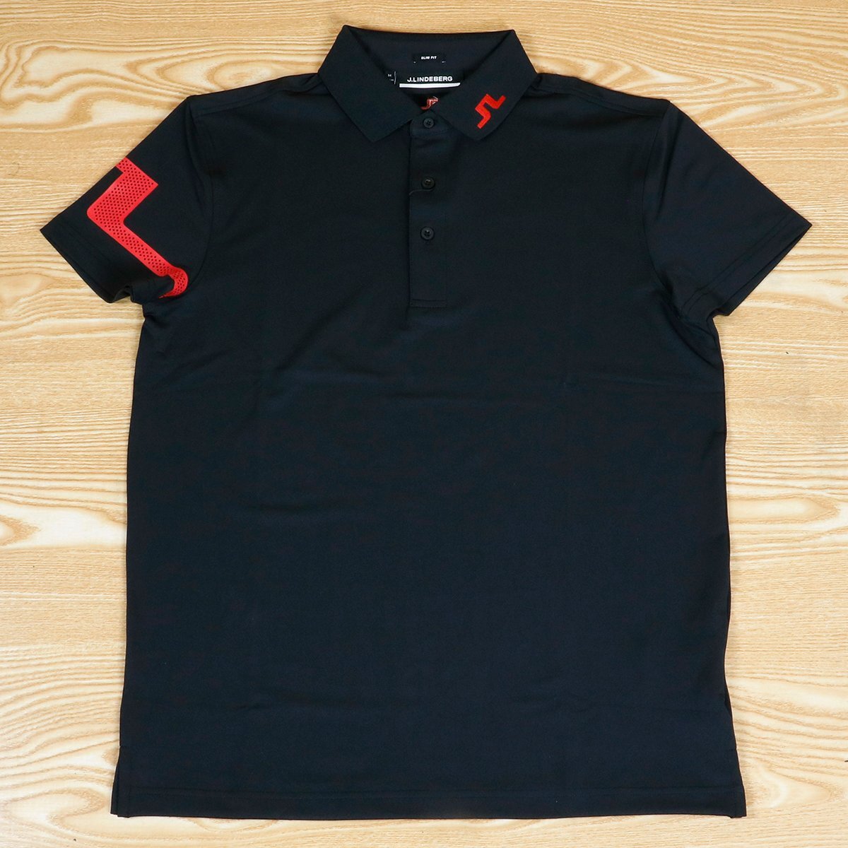 人気J.LINDEBERG J. リンドバーグ ゴルフ メンズ 半袖 ポロシャツ●ブラック XL_画像1