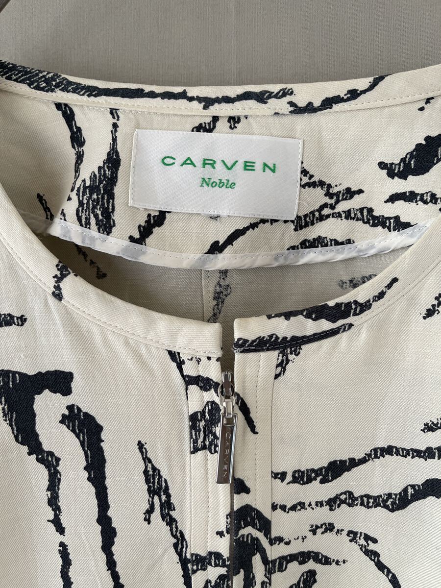 328 CARVEN Noble ラピーヌ 上質 リネン シルク カルバン ノーブル 中薄手 ジャケット サイズ 44 実寸参照_画像3