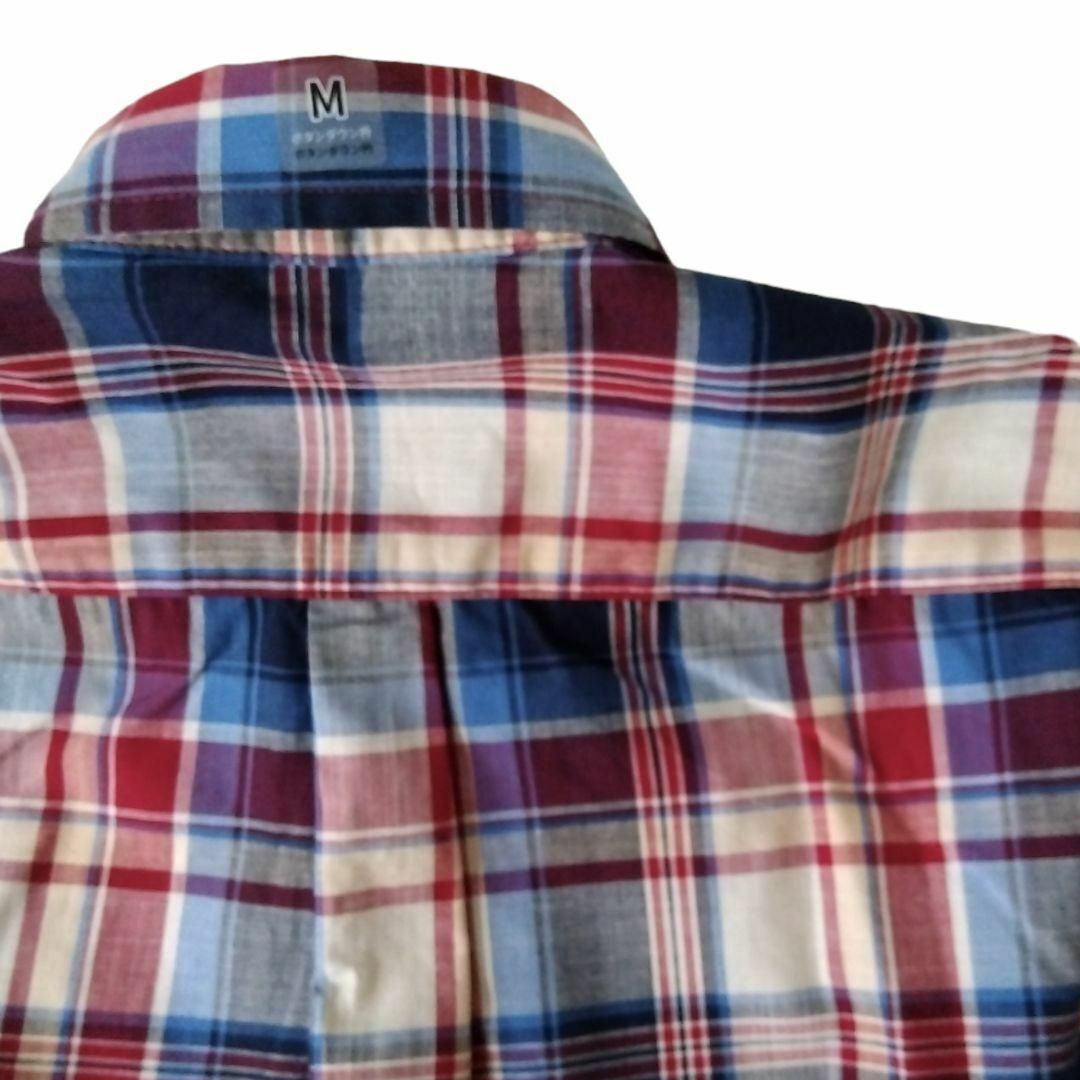 新品/M ボタンダウンシャツ メンズ シャツ チェック 半袖 綿 イオン