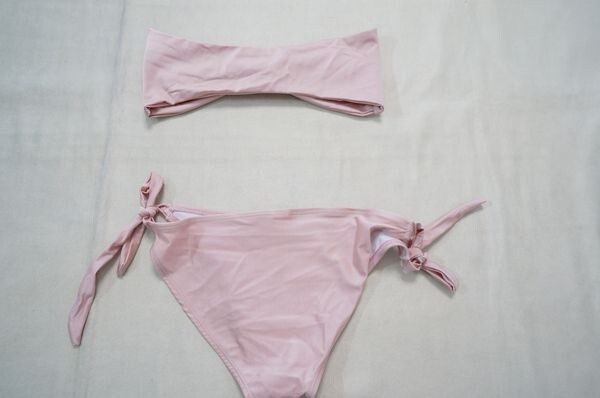 * lustre pearl pink . tube top cord bikini swimsuit / sport bikini swimsuit / swim pants / swimwear / beach sport 