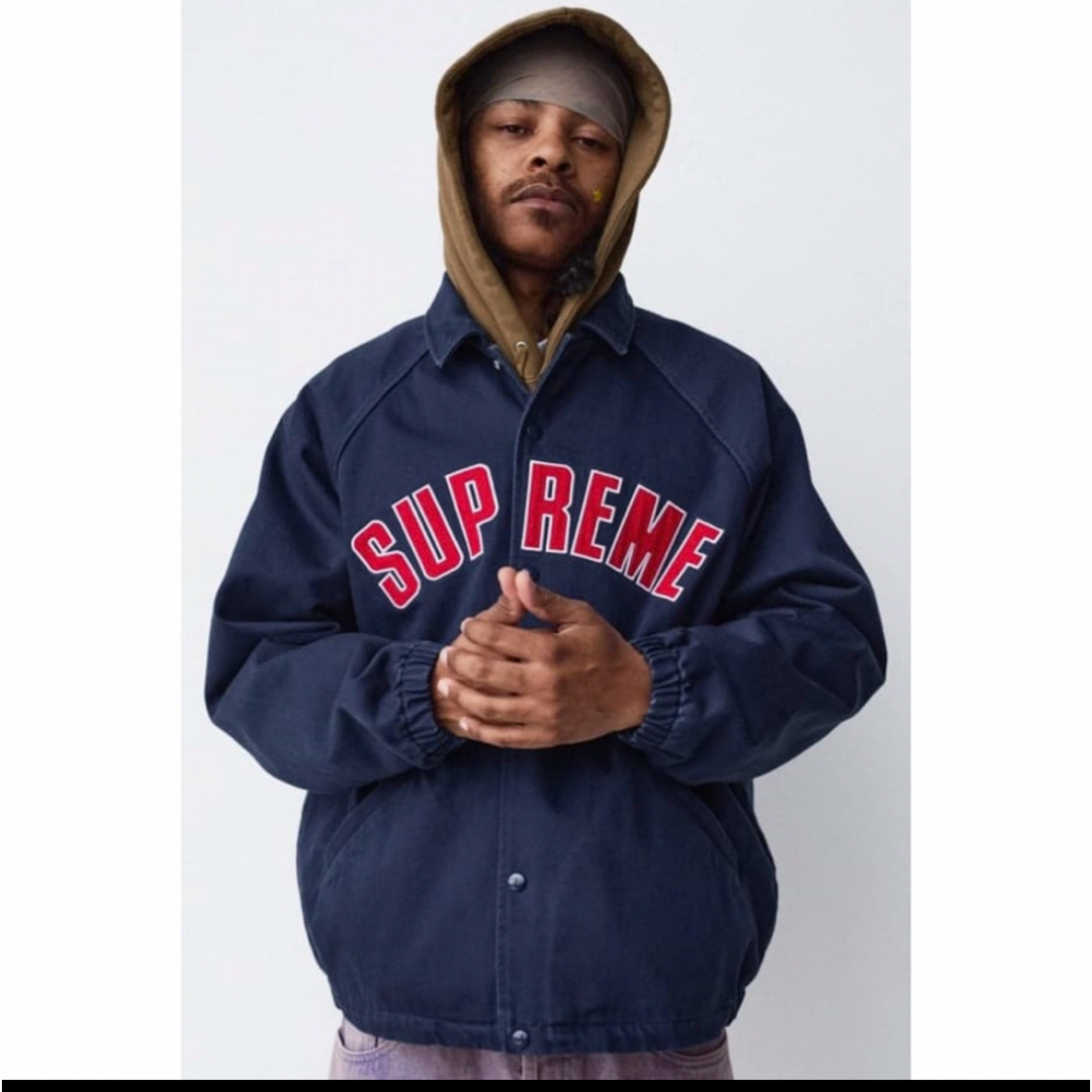 新品 L シュプリーム Supreme Arc Denim Coaches Jacket アーチ アーク デニム コーチジャケット 紺 Navy ネイビー 24SS_画像4