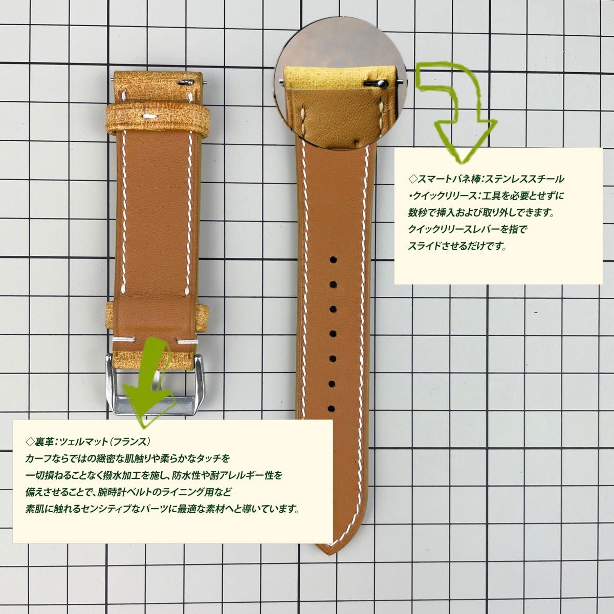 22mm 時計ベルト 革　オーストリッチ革　ダチョウ革　時計バンド 本革腕時計バンド 交換ベルト レザーベルト レザーバンド