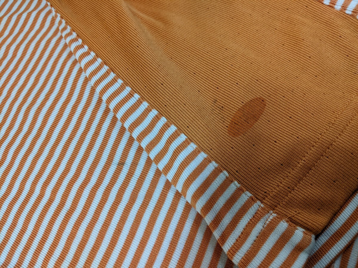 半袖ポロシャツ　アディダス　adidas　オレンジ ボーダー ポロシャツ 半袖　サイズL_画像4