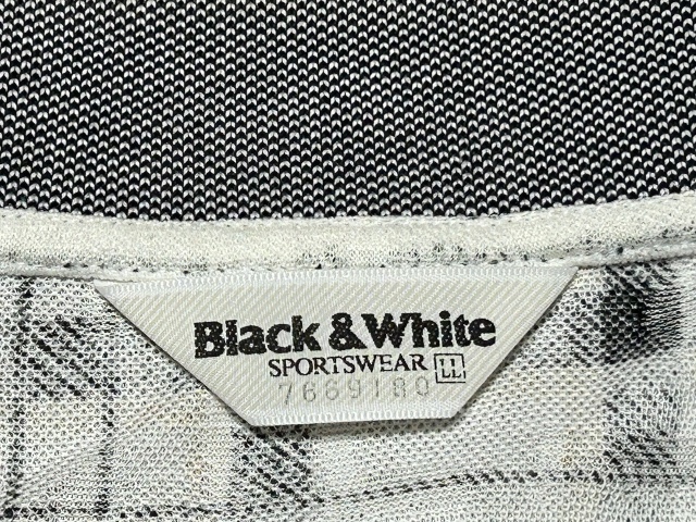 新品同然ブラック&ホワイトBlack＆White刺繍入り半袖ポロシャツ★ホワイト＆チェック★LLの画像3