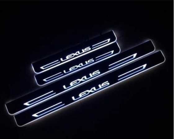 レクサス LEXUS LS専用 流れる LED スカッフプレート アクリル製 ドアステッププレート ホワイト発光 LS460 LS600 LS500 LC500 4枚_画像1