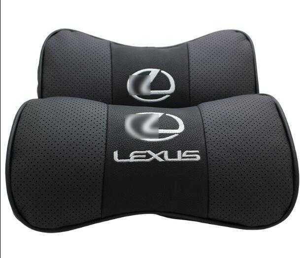 新品 レクサス LEXUS ロゴ刺繍 本革 レザー 自動車 2個セット ネックパッド 頚椎サポート 首枕 汎用品 LS/LC/UX/NX/RX/RC/IS/GS/ES200_画像1