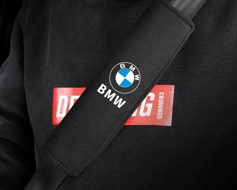 BMW シートベルトカバー シートベルトパッド シートベルトクッション アルカンターラ 保護 2点セット ☆ブラック_画像5