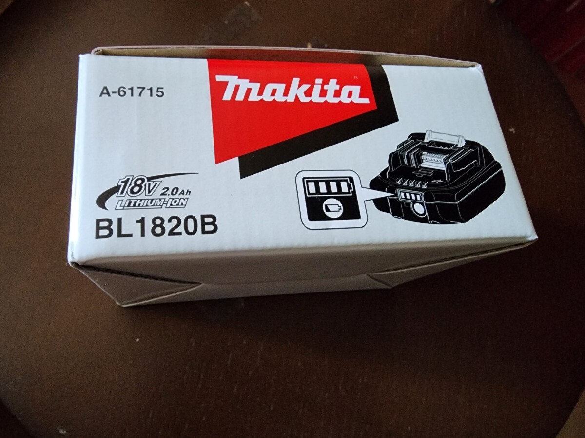 makita/マキタ リチウムイオンバッテリ 18V 2.0Ah BL1820B 残量表示付 A-61715　※未使用_画像1