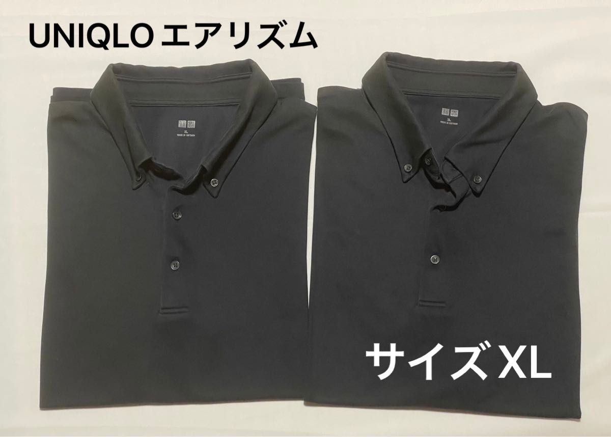 【値下げ済み】UNIQLO ポロシャツ 半袖 半袖ポロシャツ エアリズム ボタンダウン ユニクロ ネイビー