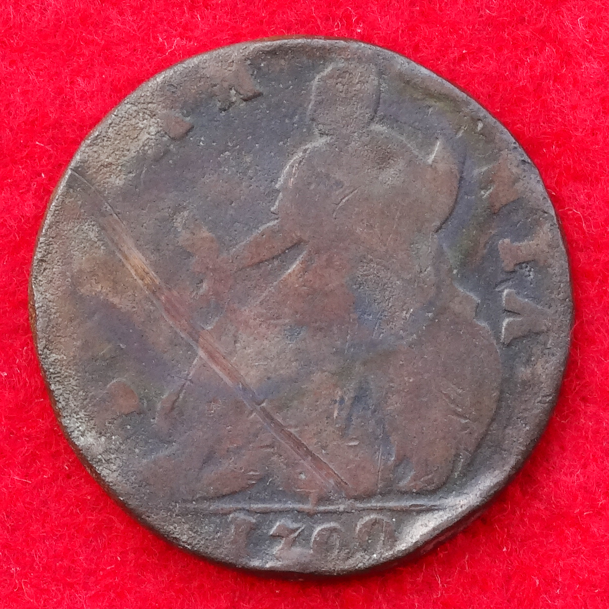 希少◎1700年 イギリス ウィリアム3世 ハーフペニー銅貨 _画像2