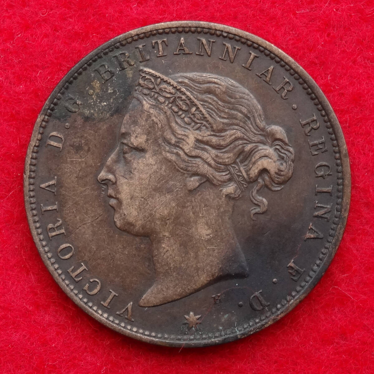 ◎1877年 イギリス領ジャージー ヴィクトリア女王 24分の1シリング銅貨_画像1