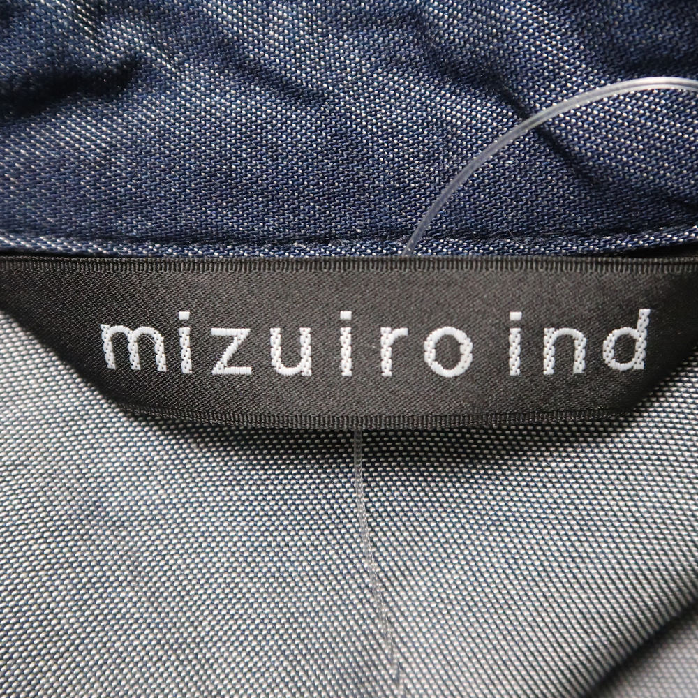 美品 mizuiro ind ミズイロインド ロングシャツ サイズ表記なし セルロース100％ シャツワンピース 長袖 レディース AO1772A62_画像3