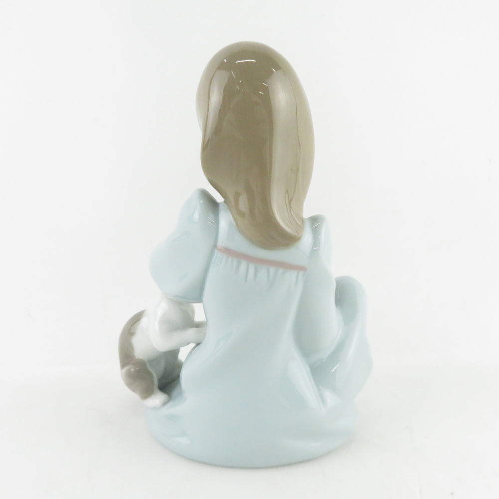 美品 LLADRO リヤドロ 5640 起こしちゃだめよ フィギュリン 陶磁器 少女 猫 犬 置物 人形 西洋 オブジェ SU6050E_画像3