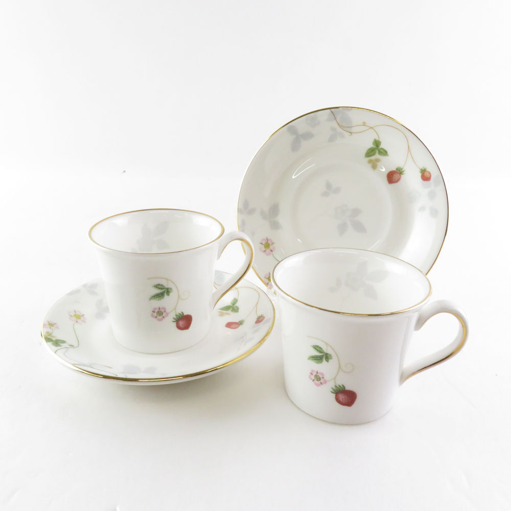 WEDGWOOD ウェッジウッド ワイルドストロベリー パルテル デミタスカップ＆ソーサー 2客 ペア SM2112H_画像1