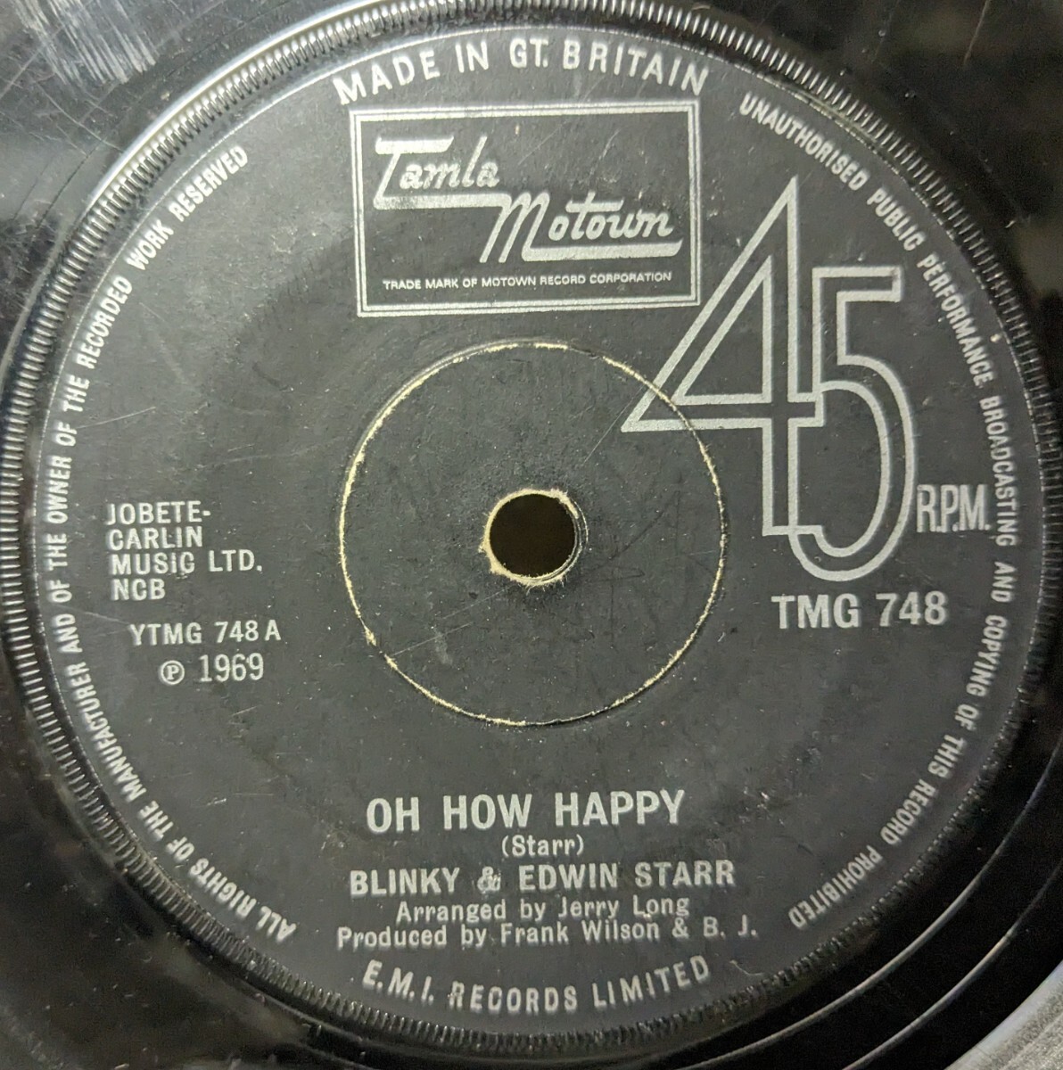☆BLINKY&EDWIN STARR/OH HOW HAPPY1969'UK TAMLA MOTOWN7INCH_画像2