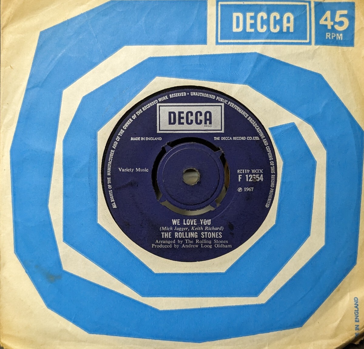 ◎特選◎THE ROLLING STONES/WE LOVE YOU1967'UK DECCA7INCH_画像1