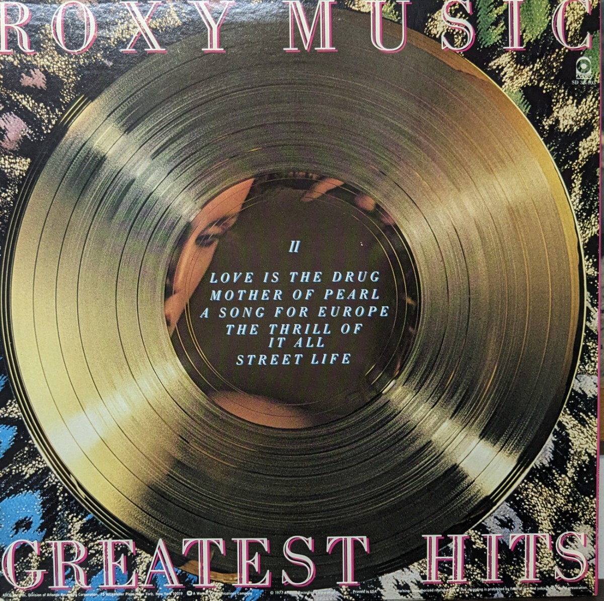 ☆ROXY MUSIC/GREATEST HITS1977'USA ATCO_画像2
