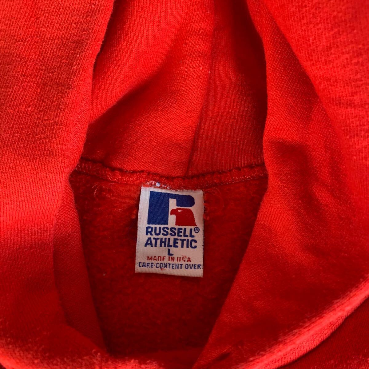 90s RUSSELL ATHLETIC SWEAT PARKA MADE IN USA ラッセルアスレチック スウェットパーカー アメリカ製 USA製 アメカジ 80s 刺繍タグ_画像4