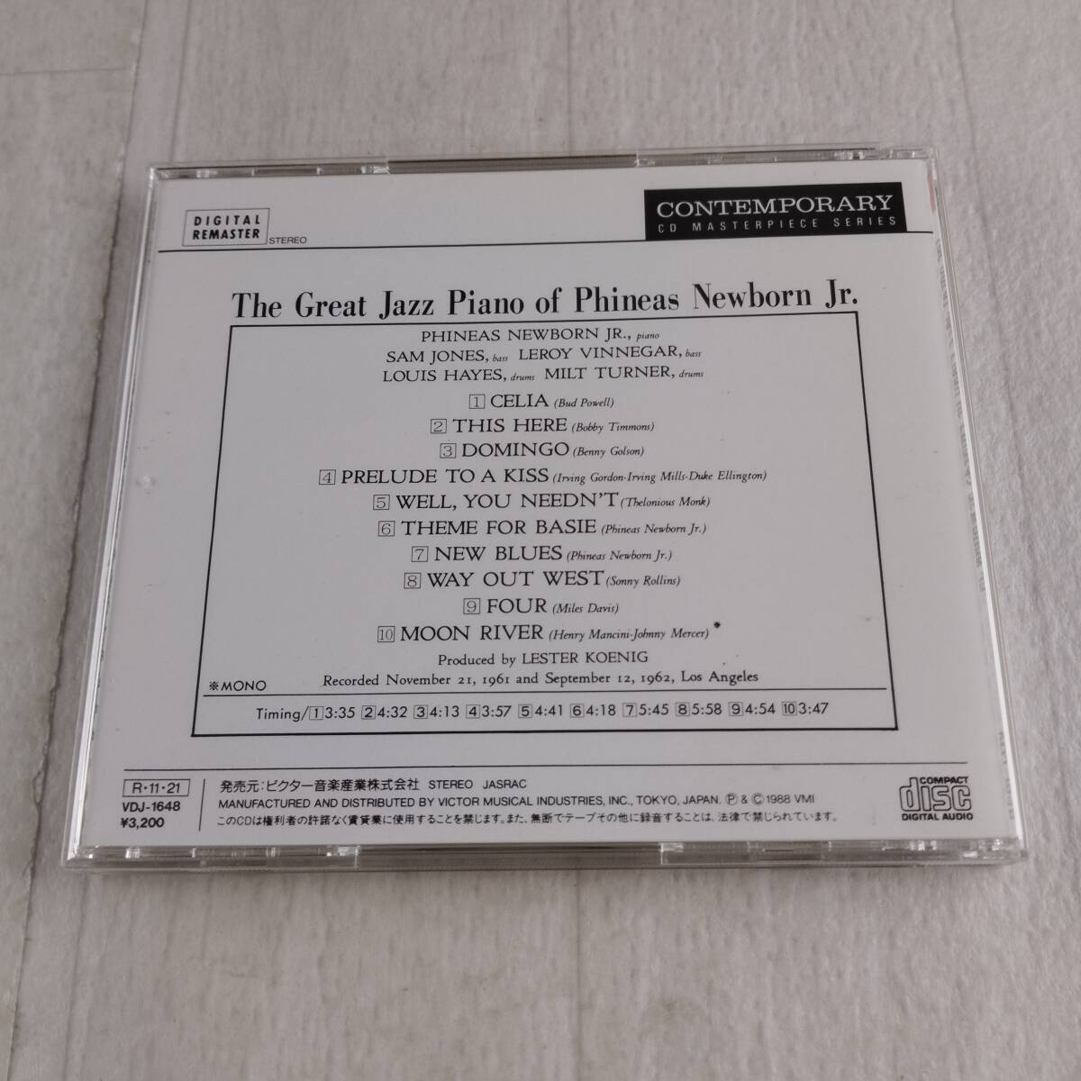 1MC13 CD フィニアス・ニューボーンJr. コンテンポラリーCDマスターピース・シリーズ グレイト・ジャズ・ピアノ_画像2