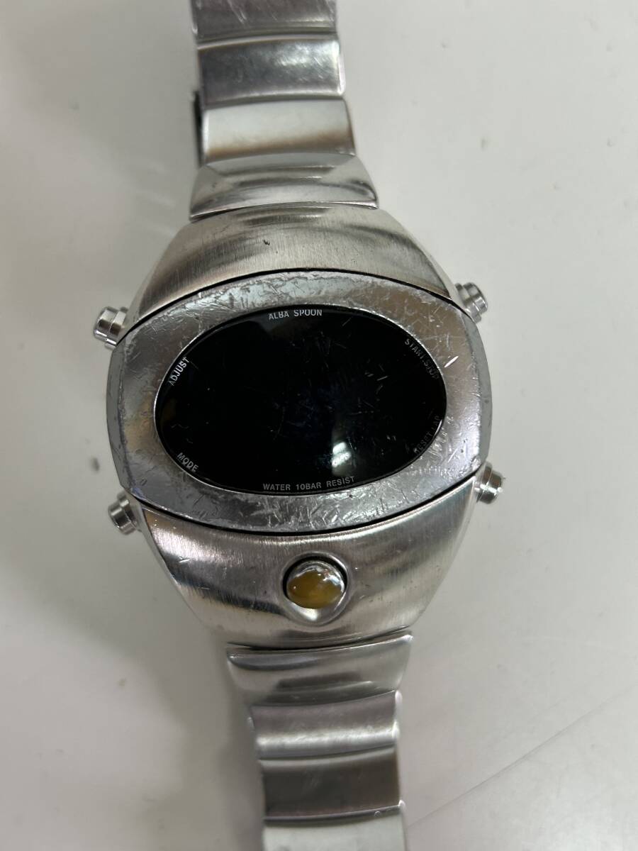 M3◆SEIKO セイコー◆腕時計 ALBA SPOON W671-4030 スプーン アルバ シルバー デジタルウォッチの画像2