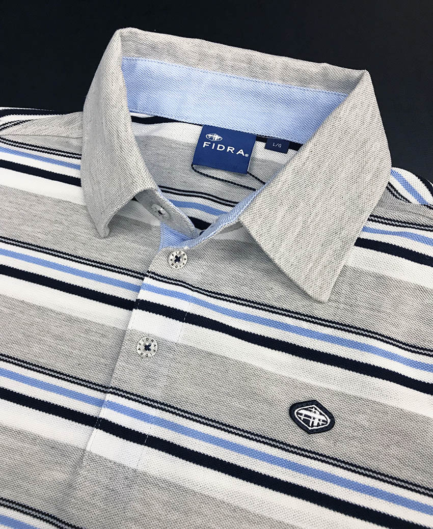 新品タグ付き8910円を/1点のみ■フィドラ FIDRA Striped Polo Shirt ストライプポロシャツ/FD5KTG03/L■在庫限り■_画像1