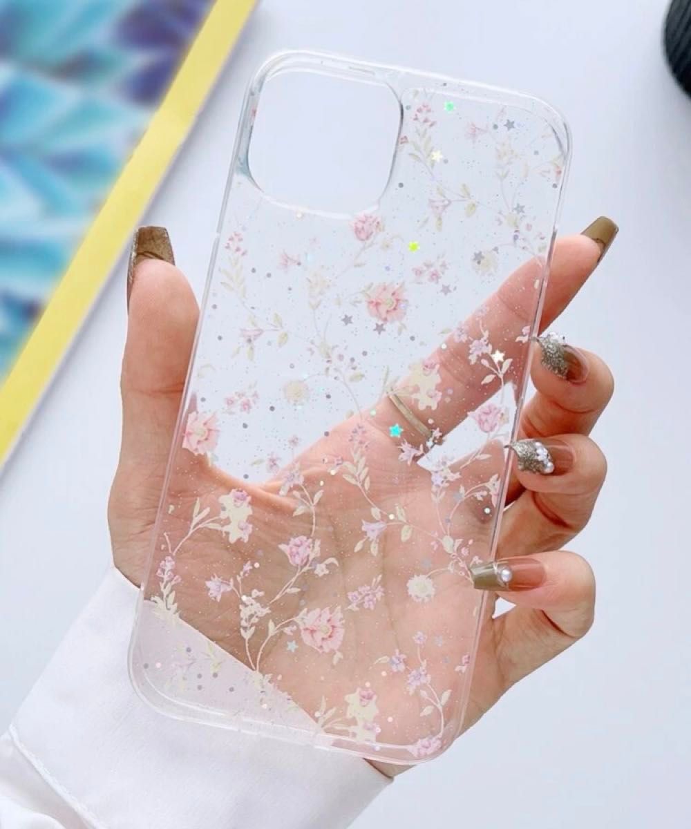 iPhone 11 ケース　クリア　花　キラキラ　フラワー　透明　可愛い　韓国　カバー　iPhoneケース　スマホケース　スマホ