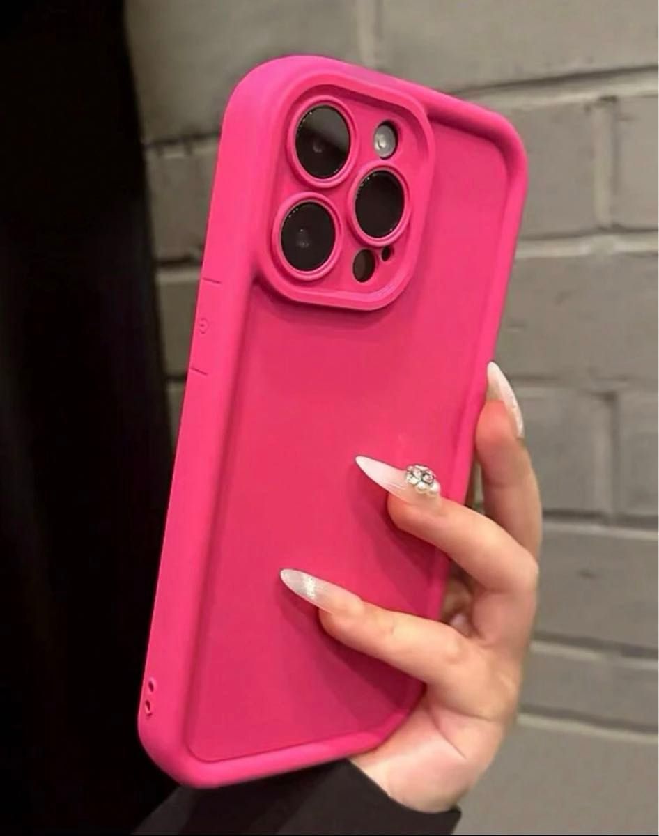 iPhone 12 ケース　ビビット　ピンク　シンプル　アイフォンケース　カバー　iPhoneケース　韓国　可愛い　映え