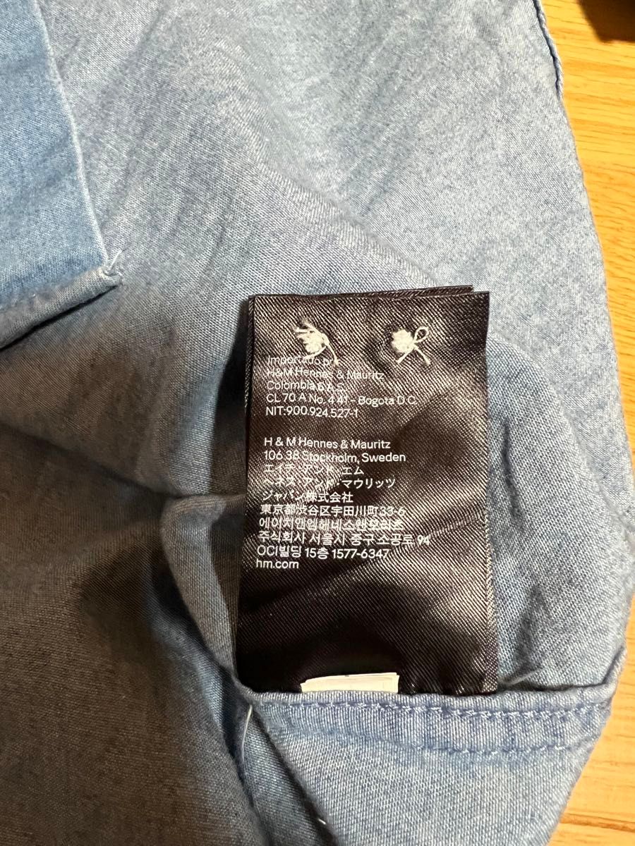 H&M メンズ　半袖シャツ　シャツ　半袖　ブルー系