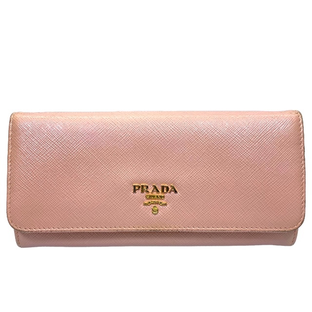 PRADA プラダ 1MH132 長財布 財布 ロングウォレット 二つ折り 折り財布 ロゴ レザー ピンク カードケース付き_画像1