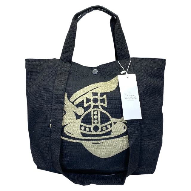 Vivienne Westwood ヴィヴィアンウエストウッド バッグ ハンドバッグ トートバッグ 肩掛け 手持ち鞄 ロゴ キャンバス ブラック_画像1