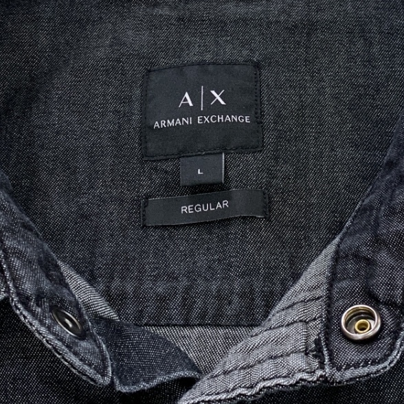 ARMANI EXCHANGE REGULAR FIT Armani Exchange Denim рубашка черный L размер /joru geo Armani Japan бирка внутренний стандартный товар 