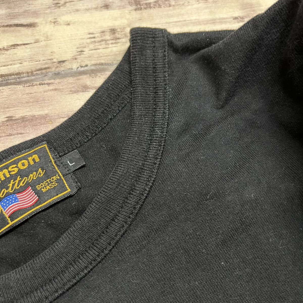 M3737 Vanson バンソン　ロンT Lサイズ　黒　バックブランド名刺繍　メンズ　長袖Tシャツ　カットソー　トップス　綿100％　プリント_画像7