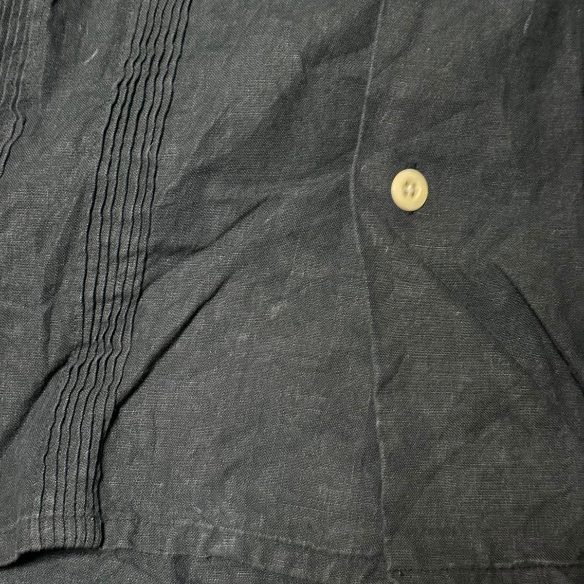 MOJITO ピンタックアブサンシャツ Black M ハードマンズリネン モヒート 開襟 オープンカラー 長袖 メンズ