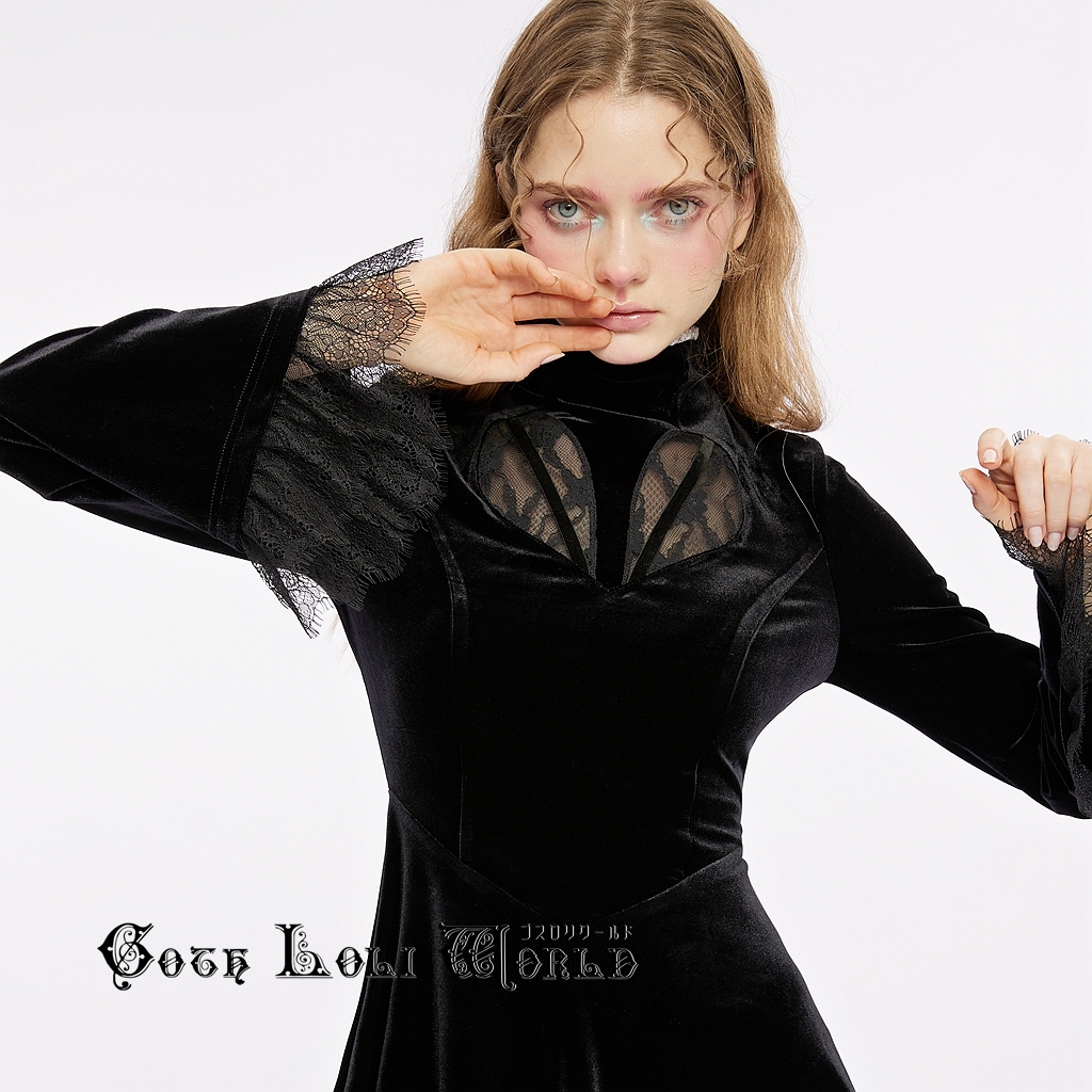OPQ-1350LQF-BK-XS-S フリルレース控えめ姫袖ハイネックミニ OPQ-1350LQF-BK-XS-S フリルレース控えめ姫袖ハイネックミニ