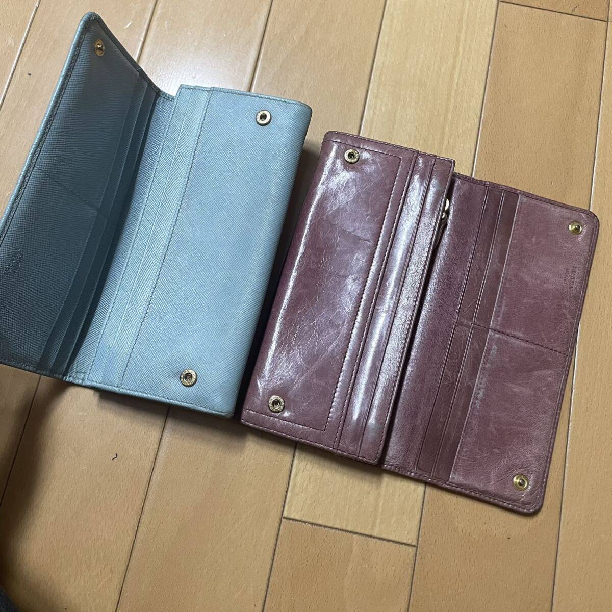 1円〜 プラダ PRADA 財布 まとめ レザー 長財布 折り財布 5点セット サフィアーノレザー ナイロン wallet 青 赤 黒 金 ゴールドの画像4